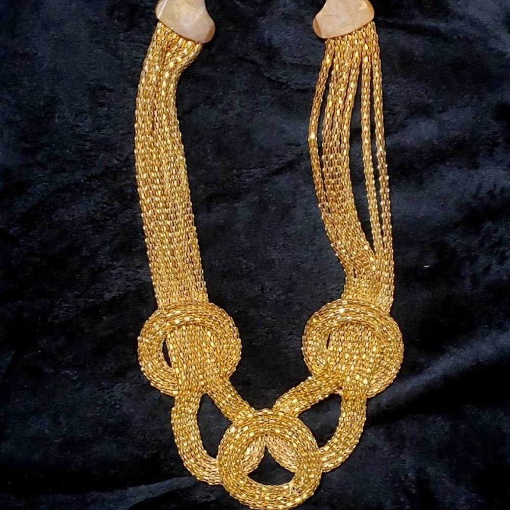 Vintage Burnished Gold Tone Bib Choker - Picture 1 of 6